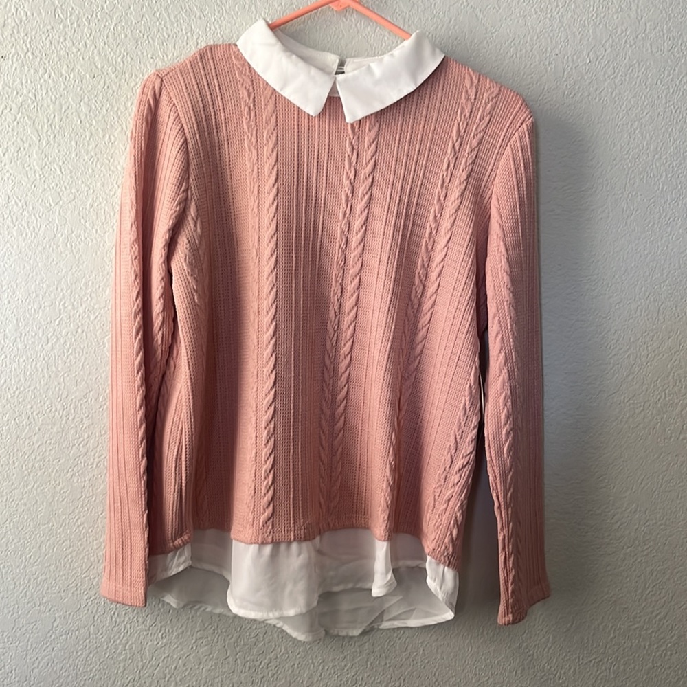Pink and white sweater